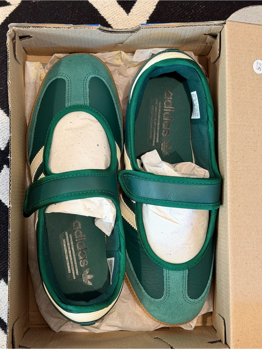 adidas Green Samba Janes with White Stripes and Gum Sole - Picture 3 of 7